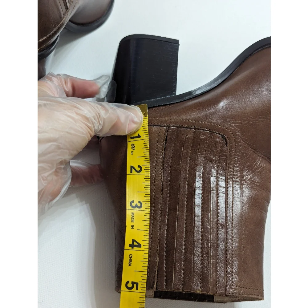 ZARA Brown Leather Ankle Boots Women's Size 6 - Picture 15 of 16